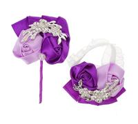 Gatuida Set de Corsages Mariage Romantique pour Mariée et Cortège Fleurs Artificielles Ruban et Cristaux Décoration Poignet et Boutonnière pour Demoiselles Honneur et Famille Léger et