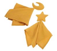 Gatuida Set de Couvertures de Sécurité pour Bébé en Mousseline de Coton Gaufrée Lot de 2 Jaune Motifs Lune et Étoiles, Douillettes et Apaisantes pour Lit de Bébé