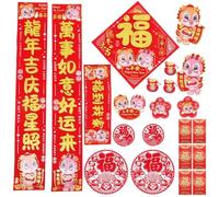 Gatuida Set de Décoration pour Nouvel An Chinois de Couplets Traditionnels Enveloppes Rouges et Lanternes Rouges Ornement pour Porte et Fenêtre Décor Festif Du Printemps