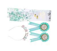 Gatuida Set de Décoration pour Shower Vert Sash Mom To Be et Dad To Be Badge et Tête Couronne Accessoires pour Fête de Genre