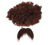 Gatuida Set de Déguisement Pirate Afro avec Perruque Explosive et Fausse Barbe Moustache Marron Accessoire Cosplay Réaliste pour Fête et Carnaval