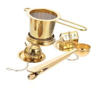 Gatuida Set Infuseur à Thé Acier Inoxydable Doré avec Cuillère et Pince Passoire Fine pour Thé Vrac et Facile à Nettoyer Compatible avec Oolong et Plus