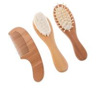 Gatuida Set Peigne et Brosse Garçon Fille Doux Laine Naturelle Soin Délicat Du Chevelu Kit Coiffure Nés et Garçon Fille Garçons Filles Démêlage et Portable