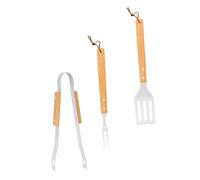 Gatuida Set Ustensiles de Barbecue Acier Inoxydable avec Manches Naturel et de Rangement Oxford Kit Complet pour Griller Extérieur Pince Fourchette et Pelle Accessoires Portables pour