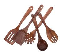 Gatuida Set Ustensiles de Cuisine Bois Cuillère Spatule Plate Louche Fourchette à Salade Outils Bois pour Cuisson Mélange et Service sans Rayure pour Surfaces Antiadhésives