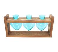 Gatuida Station de Propagation Hydroponique Vase Verre Forme Cœur 10 X 7,5 Cm avec Support Bois Naturel, Jardinière Décorative pour Bureau et Jardin D’intérieur, Conteneur à Eau
