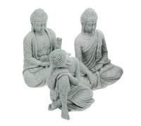 Gatuida Statue Bouddha Contemplation Petite Taille en Grès Naturel Sculpture pour Décoration Maison Jardin Salon Lot De 3 Figurines Pacifiques