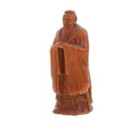 Gatuida Statue Confucius Bois Sculpté Décoration de Bureau Compacte et Élégante Ornement Unique pour Maison et Bureau Sculpture Artisanale Bois de Dur