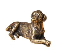 Gatuida Statue de Chien Cuivre pour Calligraphie Poids de Papier Portable Laiton Vieilli Sculpture Artisanale de Chien Tacheté Accessoire de Bureau et Facile à Nettoyer