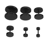 Gatuida Style Punk Boucles D'oreilles pour Hommes en Acier Titane Noir, Surface Lisse et Légères, Design D'haltère Lot de 6 Paires pour Sorties Décontractées