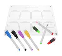 Gatuida Tableau Magnétique en Acrylique pour Planification Hebdomadaire de Réfrigérateur Écriture Lisse et Six Marqueurs Effaçables à Sec, Portable et Transparent