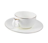 Gatuida Tasse à Café Porcelaine avec Soucoupe Dorée Kit Expresso et Thé Élégant Cup And Coaster pour Cappuccino et Macchiato