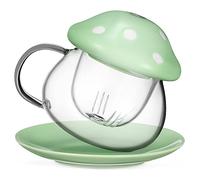 Gatuida Tasse à Thé Céramique avec Filtre Intégré Couvercle et Sous Mug Original pour Amateurs de Thé pour Femmes