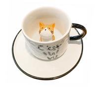 Gatuida Tasse Céramique Chat Jaune Mug Animal Cartoon pour Café et Thé Design Intérieur Original Maison Bureau Cadeau