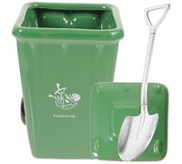 Gatuida Tasse Céramique Forme de Poubelle avec Cuillère Mug Multifonction pour Café et Thé Utilisation Quotidienne à Ensemble de Vert Pratique