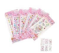 Gatuida Tatouages Temporaires Strass Visage et Corps 6 Feuilles Motifs Variés Autocollants Garçon et Filles Fête Halloween Cosplay