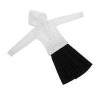 Gatuida Tenue Miniature pour Poupée Sweat-Shirt Blanc et Jupe Plissée Noire Vêtement Décoratif Doux et Confortable pour Accessoires de Poupée