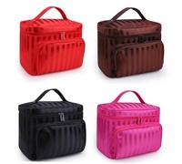 Gatuida Trousse de Toilette Imperméable Spacieuse à Fermeture Éclair Motif Rayures Coréennes pour Voyage Sac Cosmétique Organisé pour Femmes et Filles