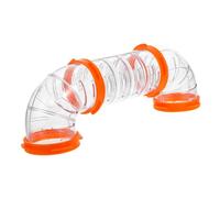 Gatuida Tunnel Soi-même pour Cage à Hamster Connecteurs, Tube en Plastique Orange, Kit Court 1 Tunnel 2 Tubes Coudés 4 Anneaux, Accessoire pour Habitat Petits Animaux