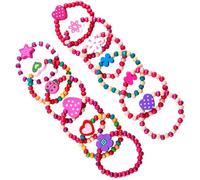 gaubss Lot de 12 bracelets d'amitié en bois pour filles, bracelets d'amitié pour tout-petits, bijoux pour petite princesse, cadeau pour fête d'enfants (modèle aléatoire)