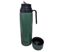 Gaucho Bruno Yerba Mate Flask - Récipient isotherme avec bec verseur de précision, poignée et couvercle à vis, isolé pour boissons chaudes et froides, en acier inoxydable avec revêtement vert froissé