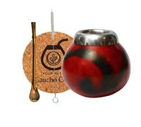 Gaucho Cebar Ensemble de tasses naturelles pour thé yerba maté | Tasse citrouille et paille en acier inoxydable Bombilla Straw | Accessoires, marron