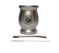 Gaucho Cebar Yerba Maté - Gobelets à maté - En acier inoxydable - Avec paille Bombilla amovible - Facile à nettoyer et très résistant - Argenté