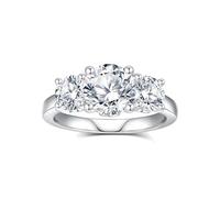 GAUDALGEM Alliances en moissanite à 3 pierres pour femme, 3,1 cTTW, coupe ronde, couleur D, bague de fiançailles VVS1, promesse d'anniversaire, bague de fiançailles, argent sterling S925 plaqué or
