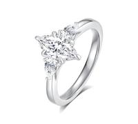 GAUDALGEM Bague de fiançailles solitaire moissanite pour femme, couleur D VVS1, coupe ovale, promesse d'anniversaire, alliances, argent sterling S925 plaqué or blanc 18 carats, cadeau de