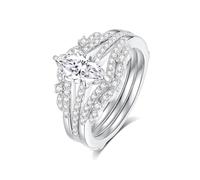 GAUDALGEM Bague de fiançailles solitaire moissanite pour femme, couleur D VVS1, coupe ovale, promesse d'anniversaire, alliances, argent sterling S925 plaqué or blanc 18 carats, cadeau de