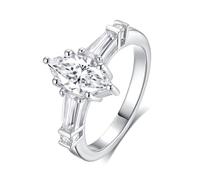 GAUDALGEM Bague de fiançailles solitaire moissanite pour femme, couleur D VVS1, coupe ovale, promesse d'anniversaire, alliances, argent sterling S925 plaqué or blanc 18 carats, cadeau de