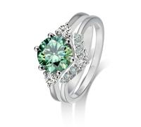 GAUDALGEM Ensemble de bagues de mariée moissanite pour femme, 3 carats coupe ronde, couleur D, VVS1, argent sterling S925 plaqué or blanc 18 carats, promesse d'anniversaire, cadeau de Saint-Valentin
