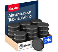 GAUDER Aimant Frigo - Aimants Puissants - Lot Aimant Tableau Blanc Magnétique - Magnet Frigo - Magnets Tableau Magnétique (31 x 10 mm - 24 pièces - Noir)