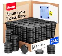 GAUDER Aimants pour Tableau Blanc, Réfrigérateur & Bureau - Disques Magnétiques Ronds Puissants - Aimants Noirs pour Un Usage Quotidien (248 pièces - 18 x 5 mm)