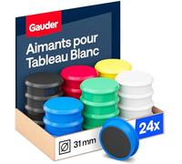 GAUDER Aimants Puissants - Aimants Ronds en Ferrite pour Tableau Magnétique, Réfrigérateur & Tableau Blanc - pour Bureau, Maison & École (31 x 10 mm - 24 pièces - Multicolores)