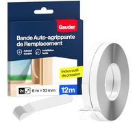 GAUDER Bande Auto-Adhésive à Scratch pour Moustiquaires en Polyester (12 m) | Fixation Forte pour Moustiquaire Fenêtre | Ruban Adhésif Transparent pour Filet Anti-Insectes
