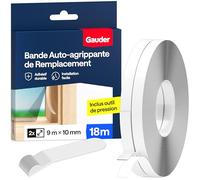GAUDER Bande Auto-Adhésive à Scratch pour Moustiquaires en Polyester (18 m) | Fixation Forte pour Moustiquaire Fenêtre | Ruban Adhésif Transparent pour Filet Anti-Insectes