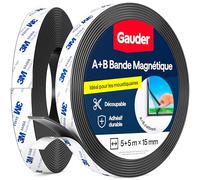 GAUDER Bande Magnétique A+B pour Moustiquaires - Bandes Magnétiques Autocollantes avec Forte Attraction Mutuelle - Ruban Magnétique avec Contrepartie & Adhésif Puissant (5+5 m)