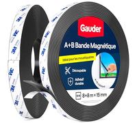 GAUDER Bande Magnétique A+B pour Moustiquaires - Bandes Magnétiques Autocollantes avec Forte Attraction Mutuelle - Ruban Magnétique avec Contrepartie & Adhésif Puissant (8+8 m)