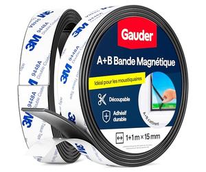 GAUDER Bande Magnétique A+B pour Moustiquaires - Bandes Magnétiques Autocollantes avec Forte Attraction Mutuelle - Ruban Magnétique avec Contrepartie & Adhésif Puissant (1+1 m)