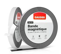 GAUDER Bande Magnétique Autocollante Forte - Mousse Adhésive pour Surfaces Inégales - Ruban Magnétique Découpable Haute Adhérence et Force Optimisée (3 m x 15 mm)