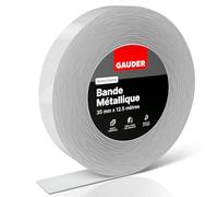 GAUDER Bande Métallique Autocollante - Idéale pour Figurines Tonie® & Étagères - Surface de Fixation pour Aimants - Bande Ferro avec Adhésif en Mousse - Bandes Fines en Acier (12.5 m x 35 mm)