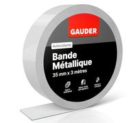 GAUDER Bande Métallique Autocollante - Idéale pour Figurines Tonie® & Étagères - Surface de Fixation pour Aimants - Bande Ferro avec Adhésif en Mousse - Bandes Fines en Acier (3 m x 35 mm)