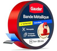 GAUDER Bande métallique autocollante - Ruban magnétique pour aimants et figurines Tonie® & étagères - Bande Ferro & ruban ferreux pour bricolage et organisation (1 m x 35 mm - rouge)