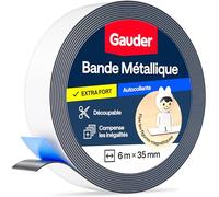 GAUDER Bande métallique autocollante - Ruban magnétique pour aimants et figurines Tonie® & étagères - Bande Ferro & ruban ferreux pour bricolage et organisation (6 m x 35 mm - blanc)