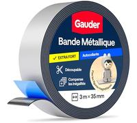 GAUDER Bande métallique autocollante - Ruban magnétique pour aimants et figurines Tonie® & étagères - Bande Ferro & ruban ferreux pour bricolage et organisation (3 m x 35 mm - gris)