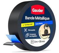 GAUDER Bande métallique autocollante - Ruban magnétique pour aimants et figurines Tonie® & étagères - Bande Ferro & ruban ferreux pour bricolage et organisation (3 m x 35 mm - noir)