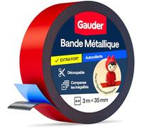 GAUDER Bande métallique autocollante - Ruban magnétique pour aimants et figurines Tonie® & étagères - Bande Ferro & ruban ferreux pour bricolage et organisation (3 m x 35 mm - rouge)