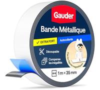 GAUDER Bande métallique autocollante - Ruban magnétique pour aimants et figurines Tonie® & étagères - Bande Ferro & ruban ferreux pour bricolage et organisation (1 m x 35 mm - blanc)