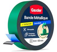 GAUDER Bande métallique autocollante - Ruban magnétique pour aimants et figurines Tonie® & étagères - Bande Ferro & ruban ferreux pour bricolage et organisation (3 m x 35 mm - vert)